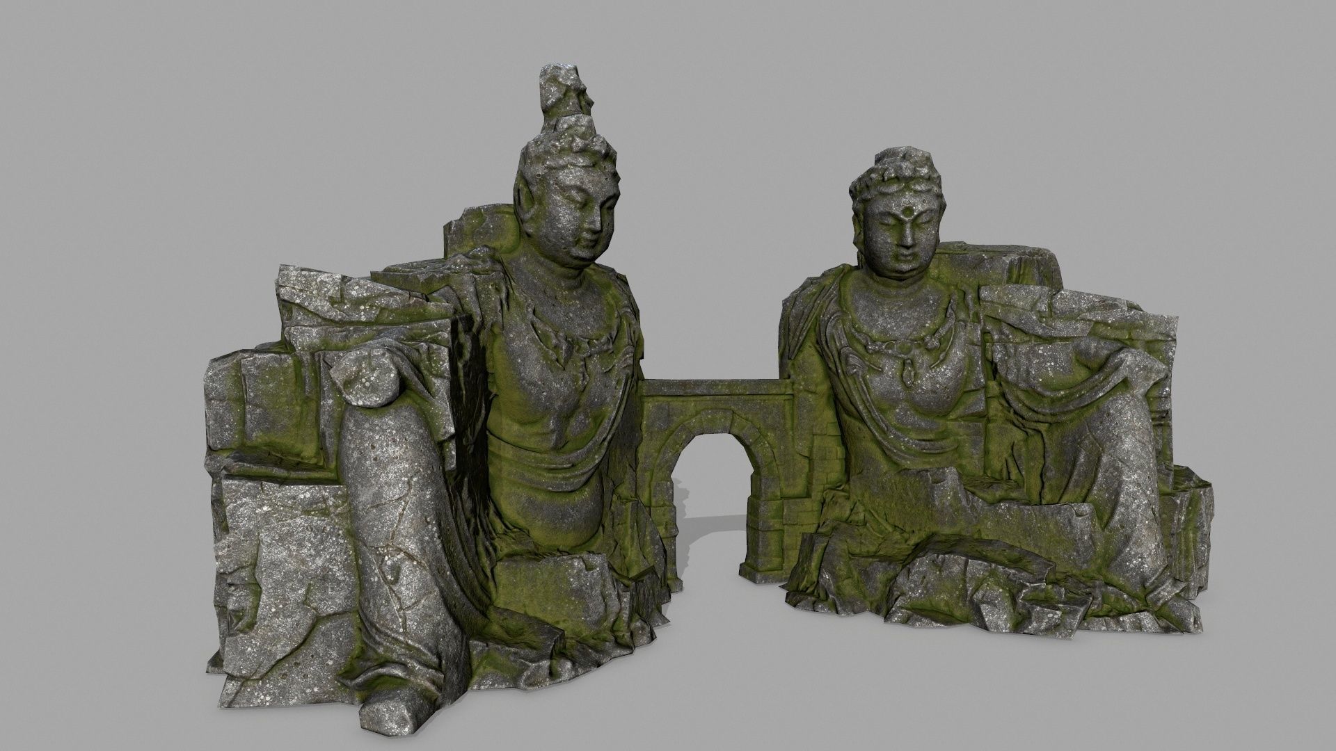 buddha rock gate Low-poly 3D model_1