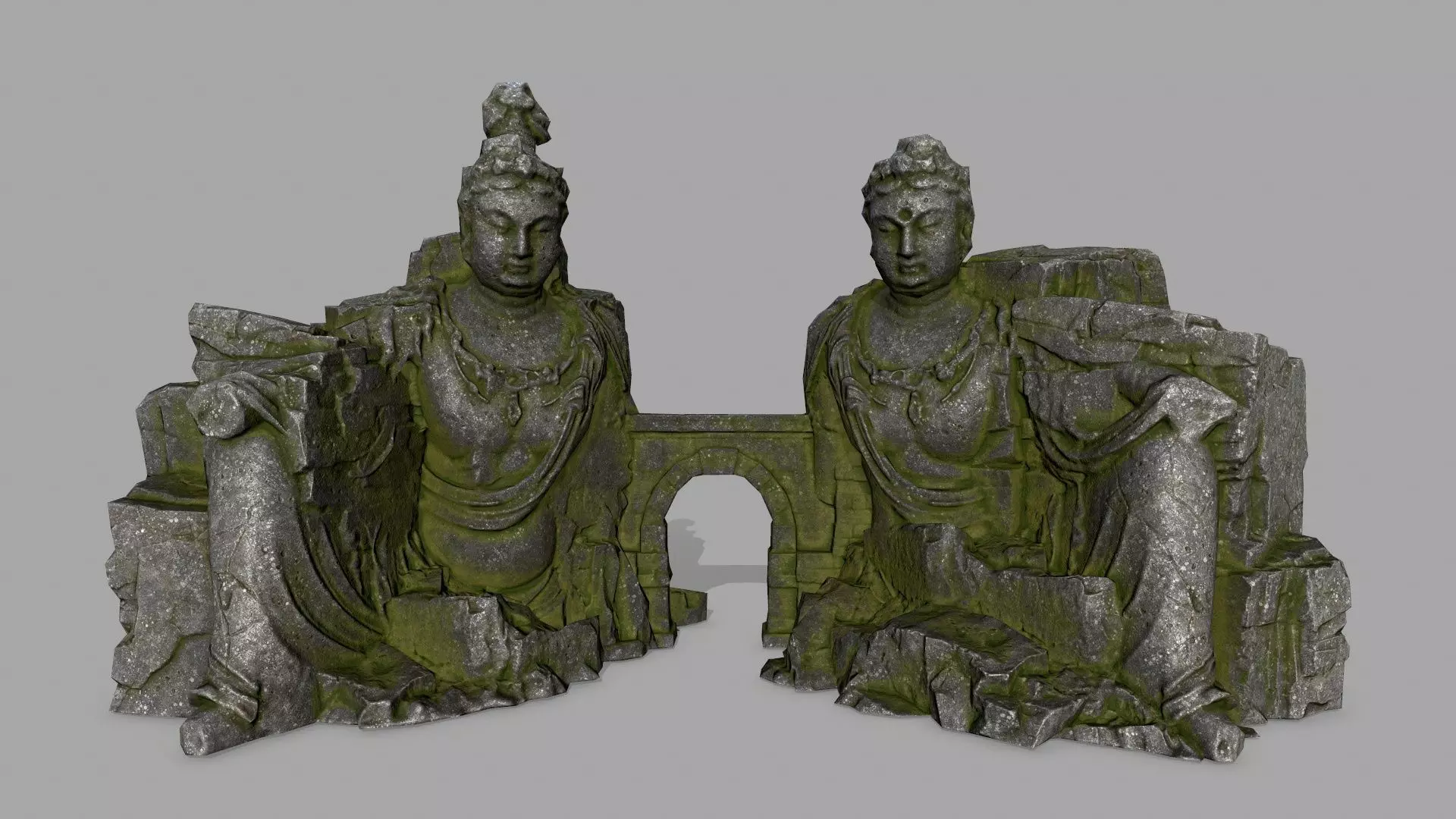 buddha rock gate Low-poly 3D model_0