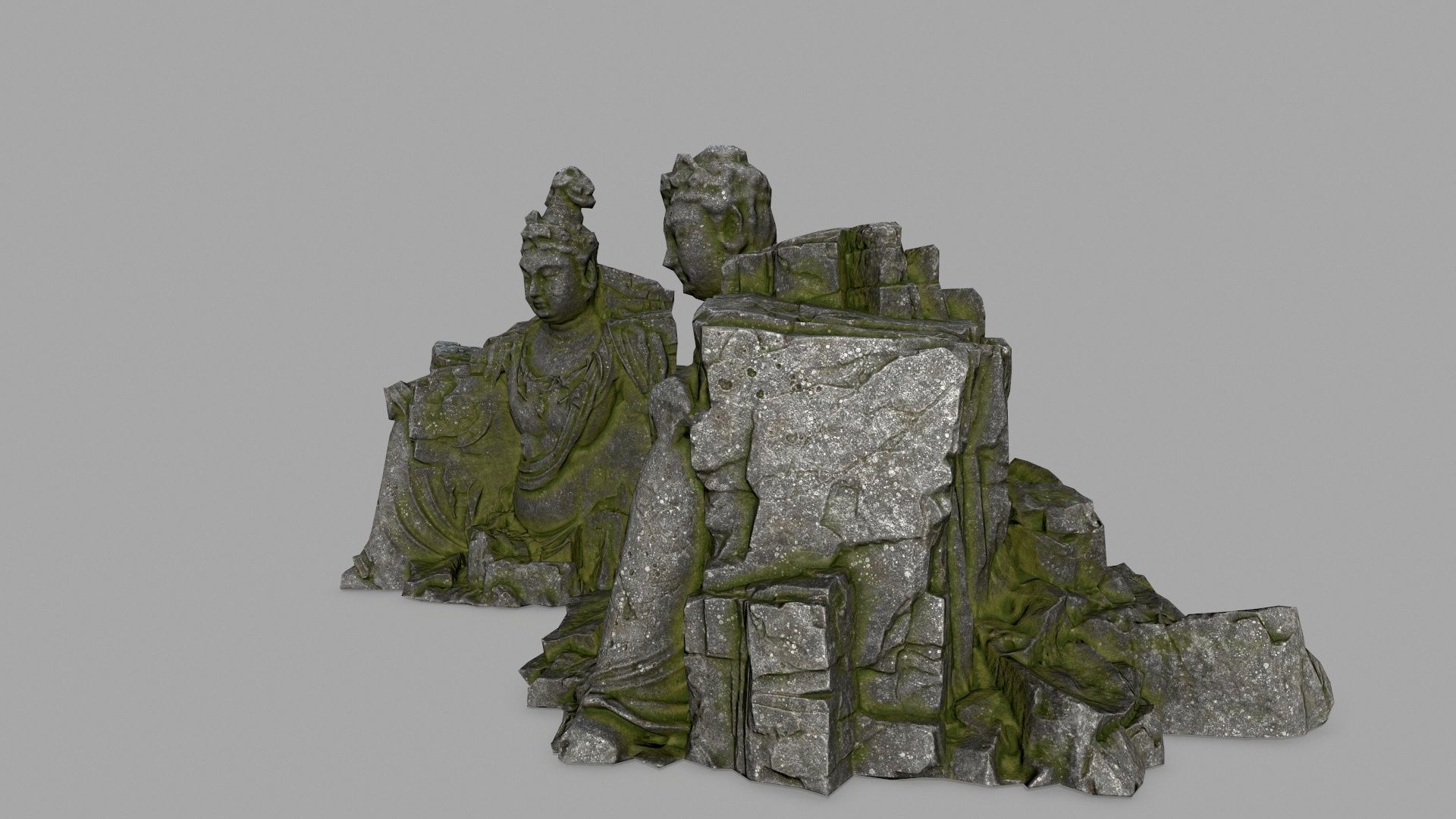 buddha rock gate Low-poly 3D model_9