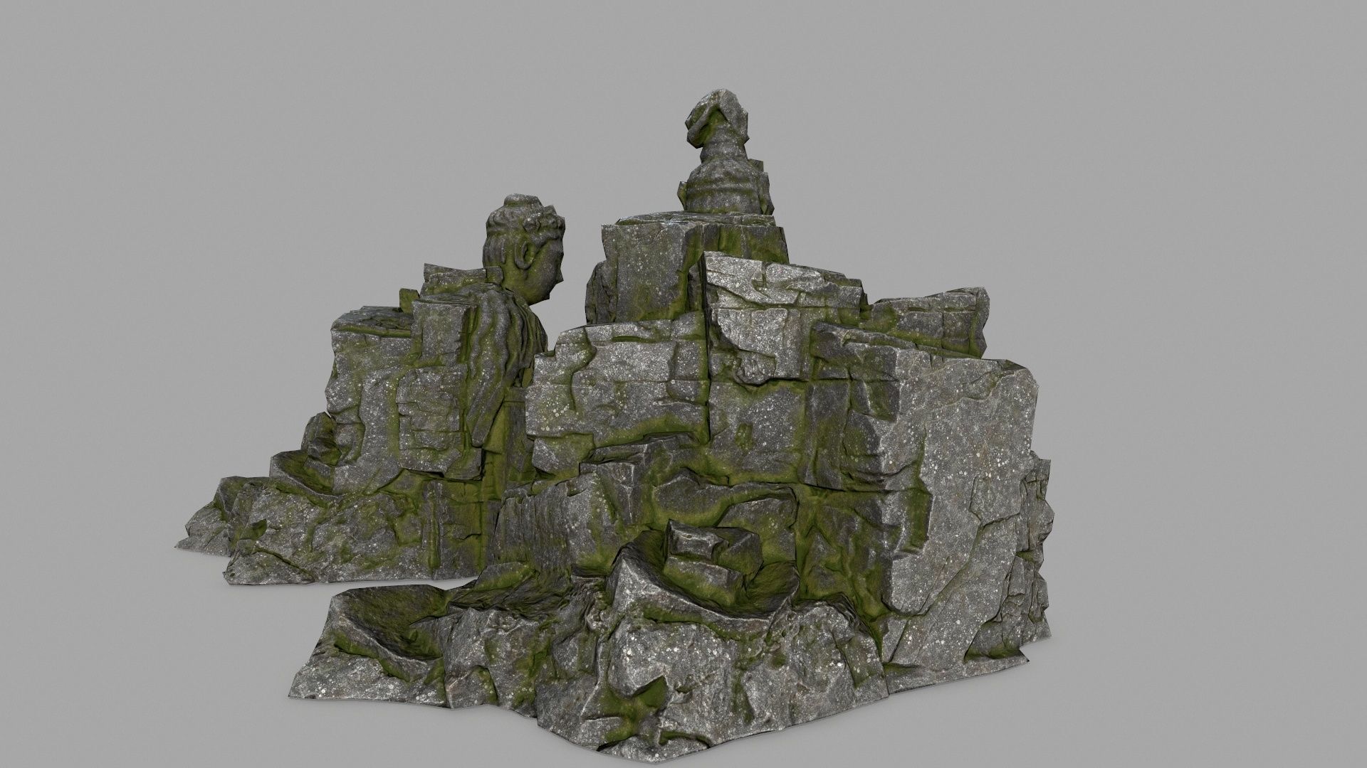 buddha rock gate Low-poly 3D model_4