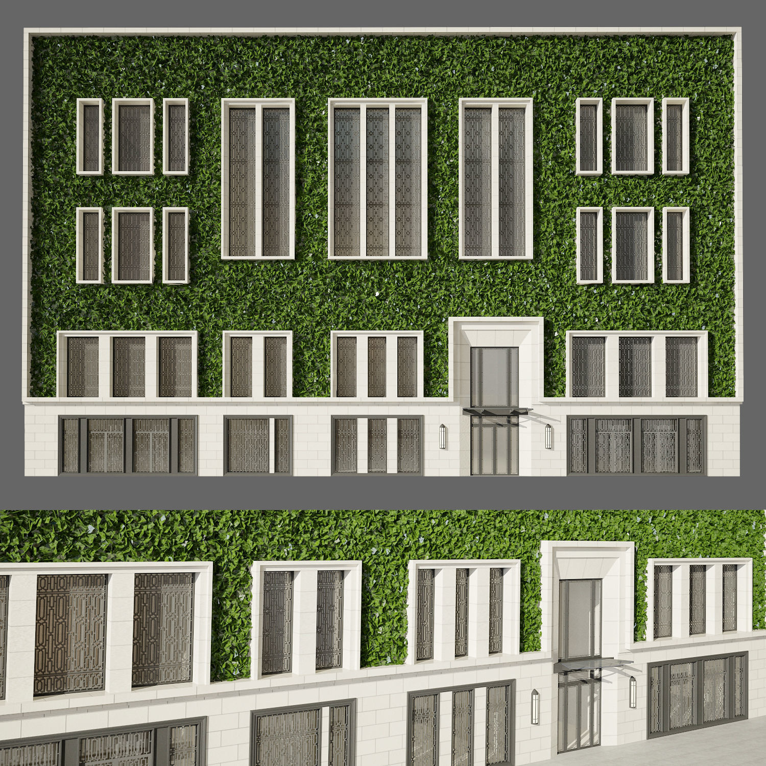 Facade with ivy 3D model_1
