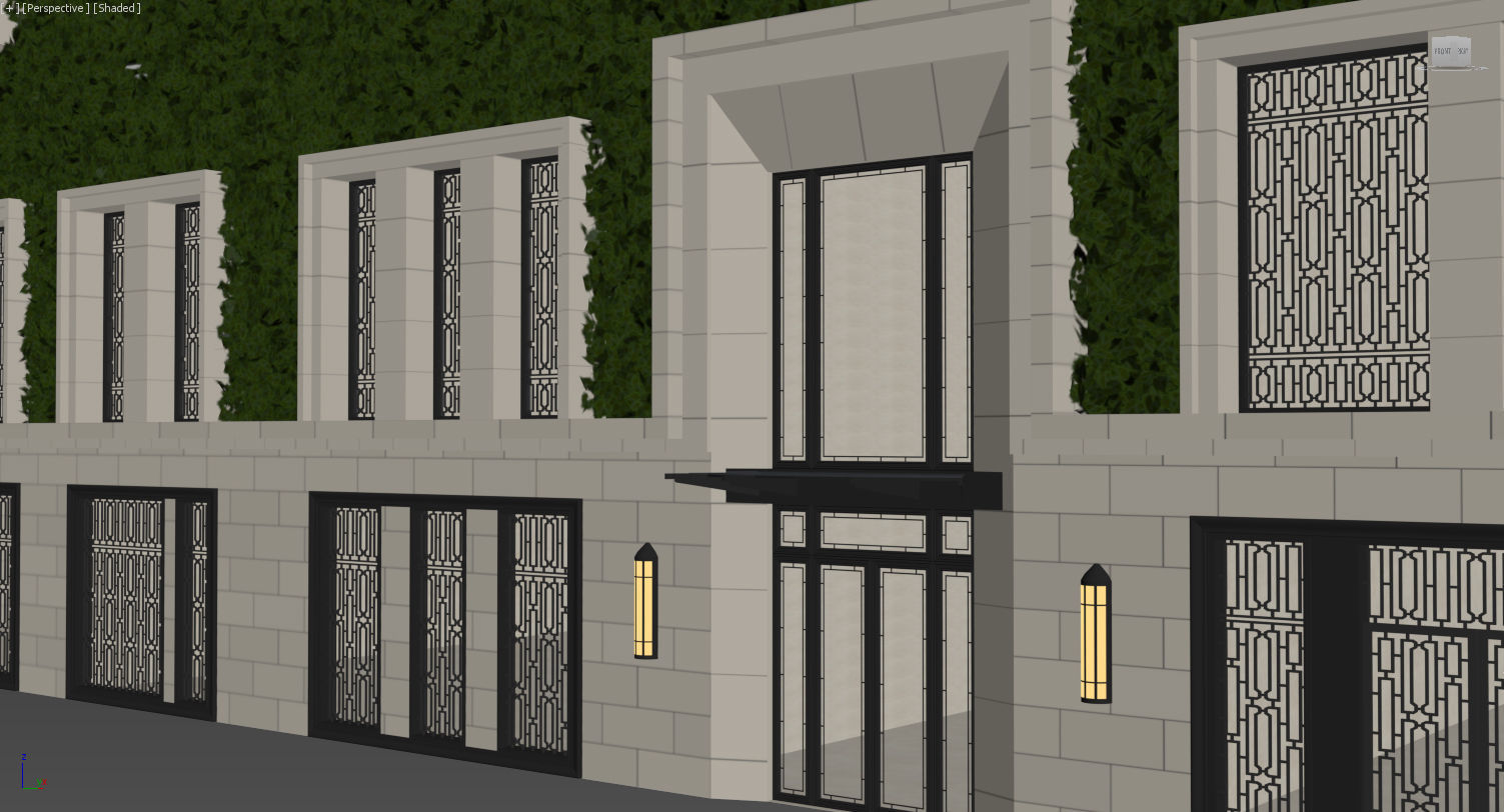 Facade with ivy 3D model_5