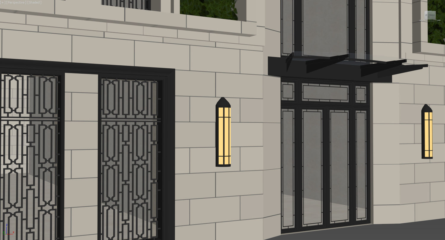 Facade with ivy 3D model_4