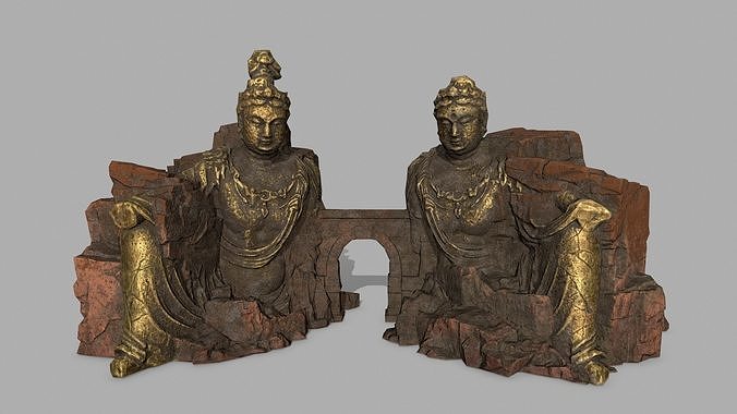 rocks buddha gate Low-poly 3D model