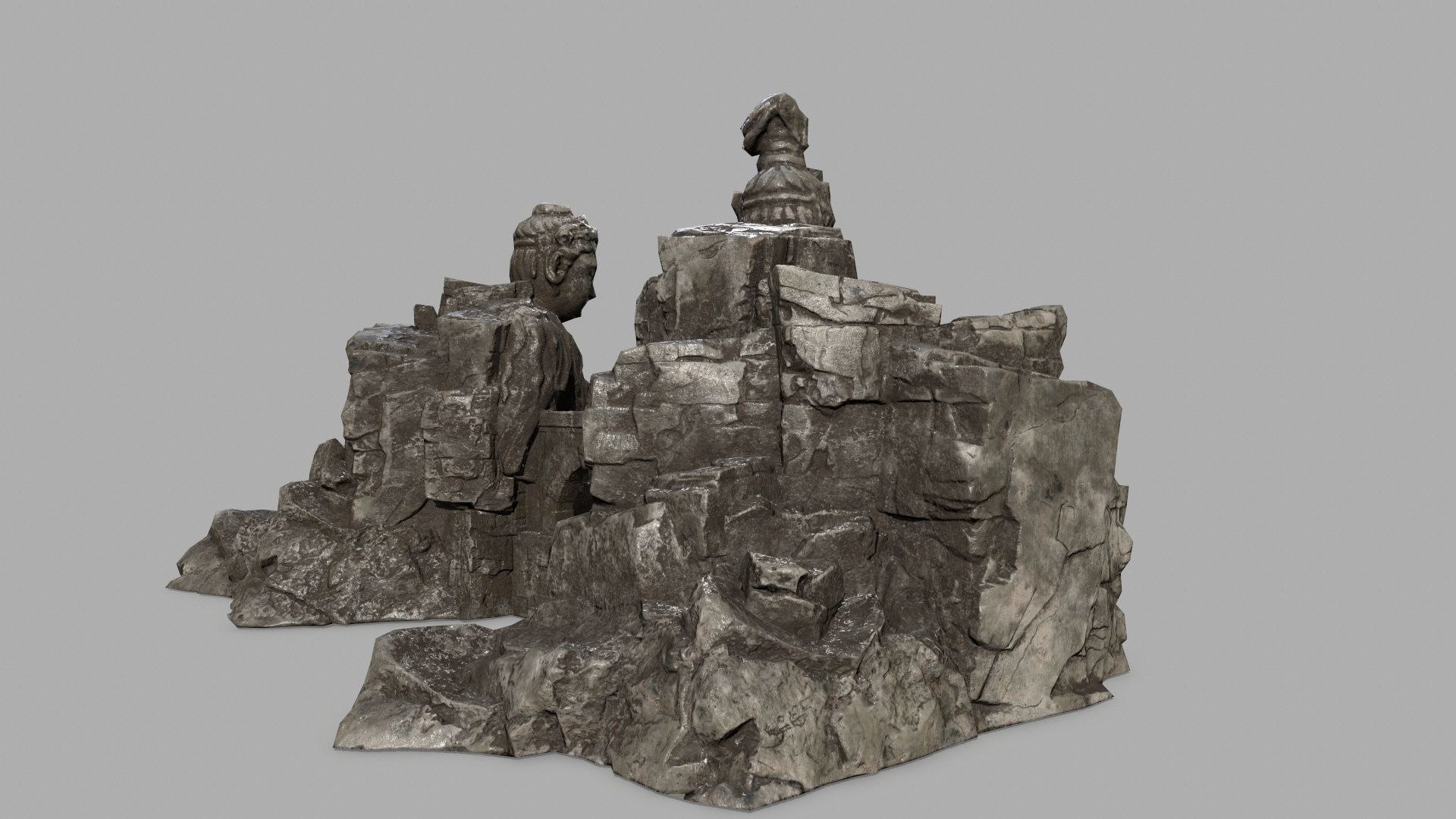 rocks buddha gate  Low-poly 3D model_4