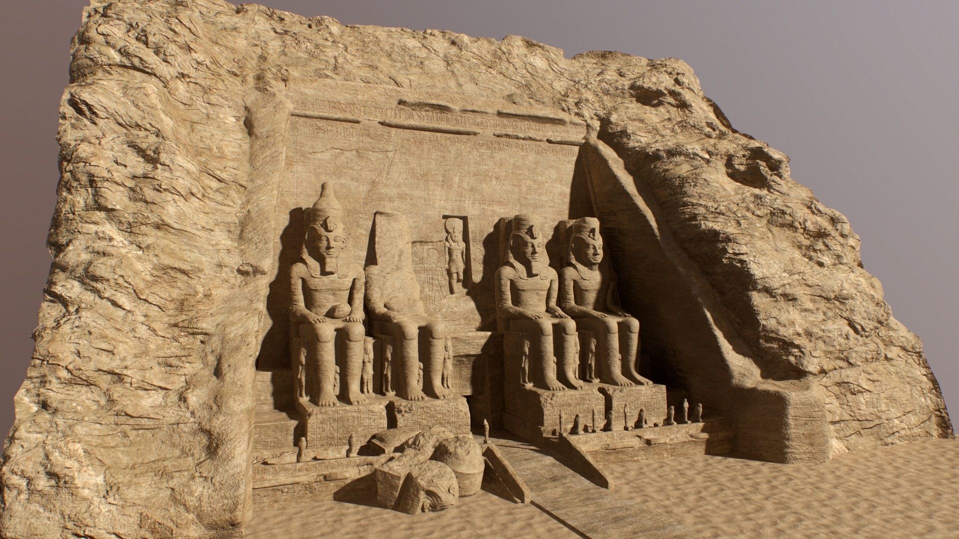 Abu Simbel Egypt Temple of King Ramses II King and Queen PBR Low-poly 3D model_3
