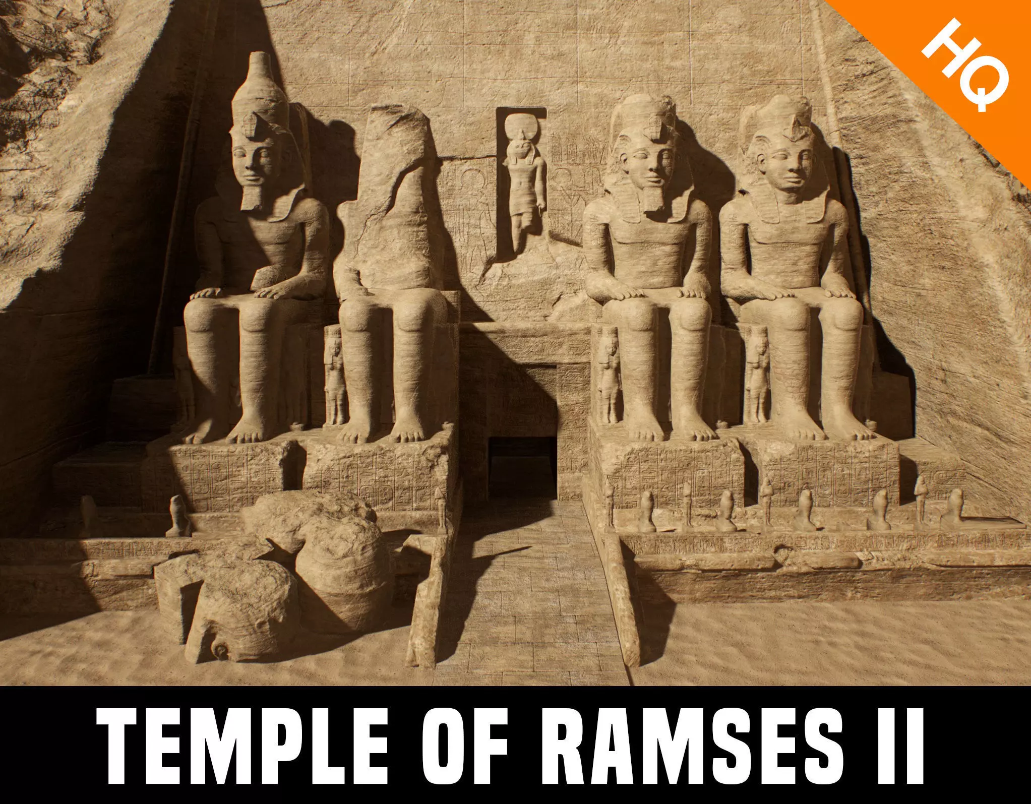 Abu Simbel Egypt Temple of King Ramses II King and Queen PBR Low-poly 3D model_0