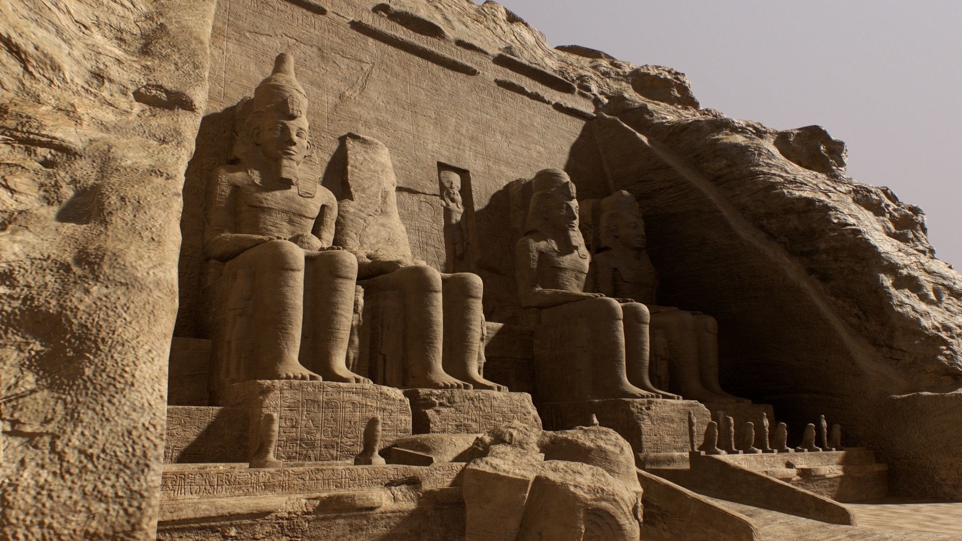 Abu Simbel Egypt Temple of King Ramses II King and Queen PBR Low-poly 3D model_6