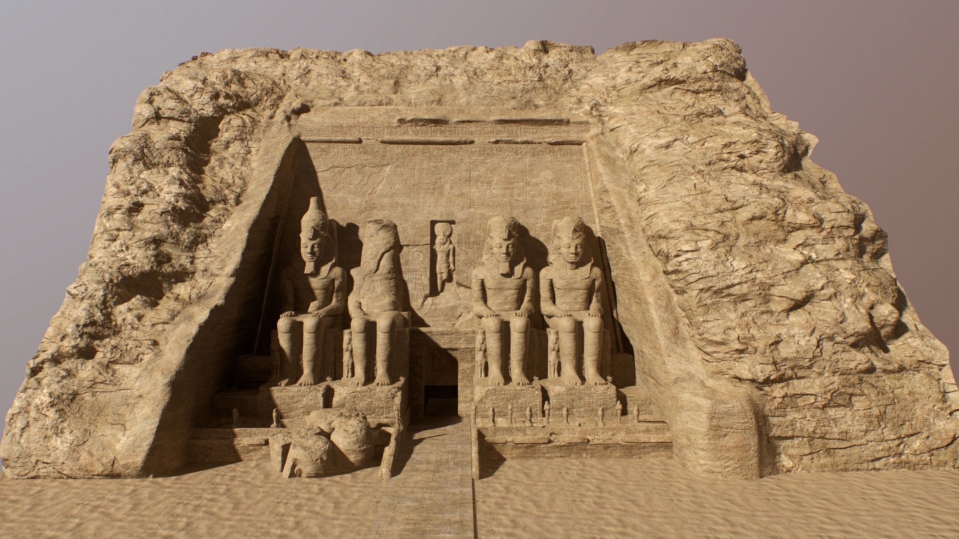 Abu Simbel Egypt Temple of King Ramses II King and Queen PBR Low-poly 3D model_2
