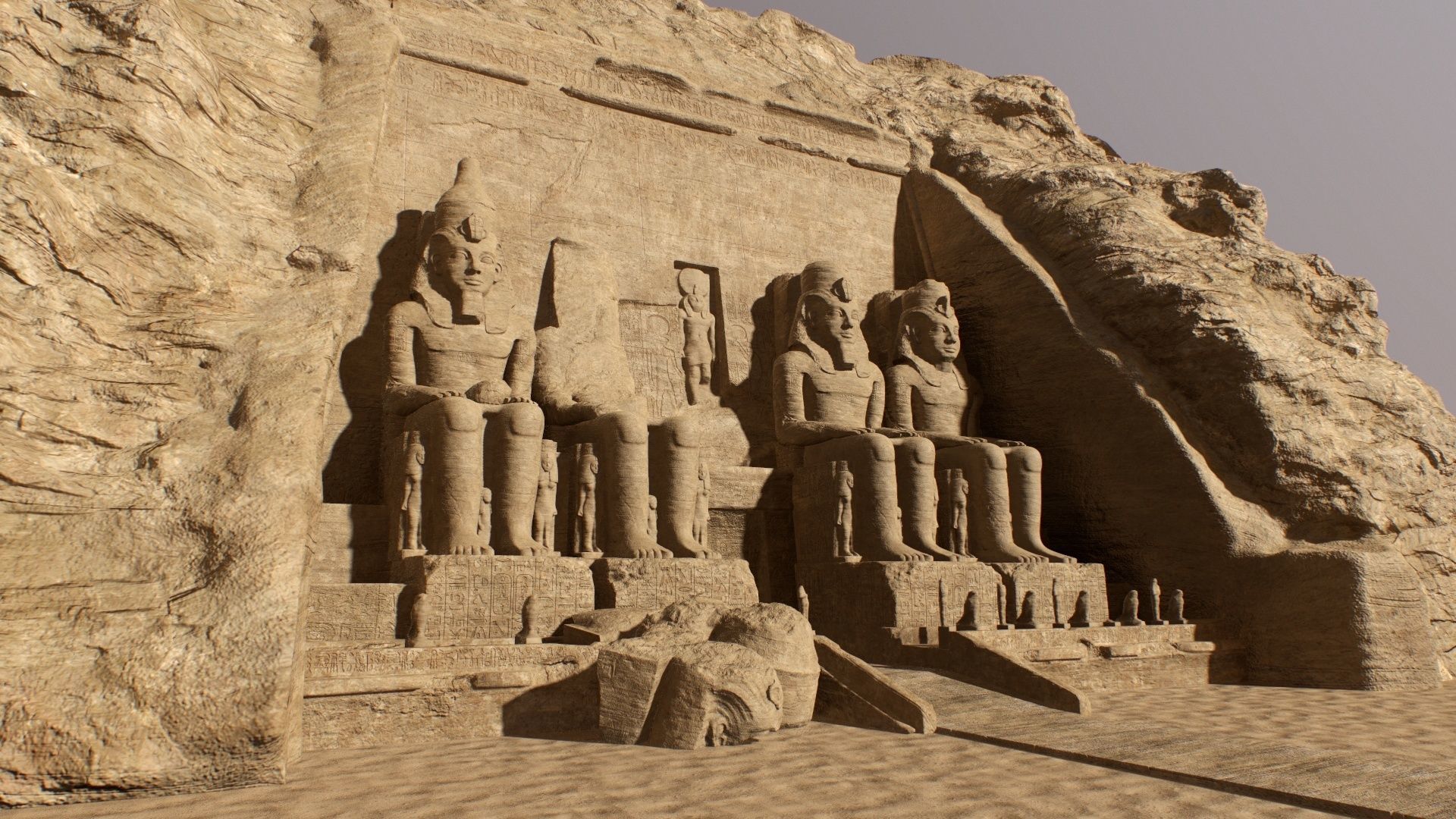 Abu Simbel Egypt Temple of King Ramses II King and Queen PBR Low-poly 3D model_4