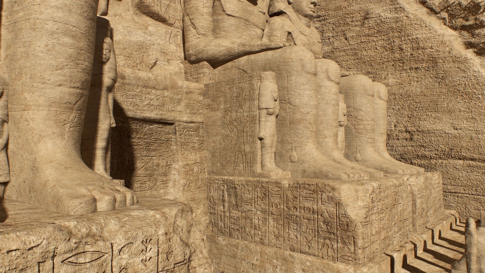 Abu Simbel Egypt Temple of King Ramses II King and Queen PBR Low-poly 3D model_12