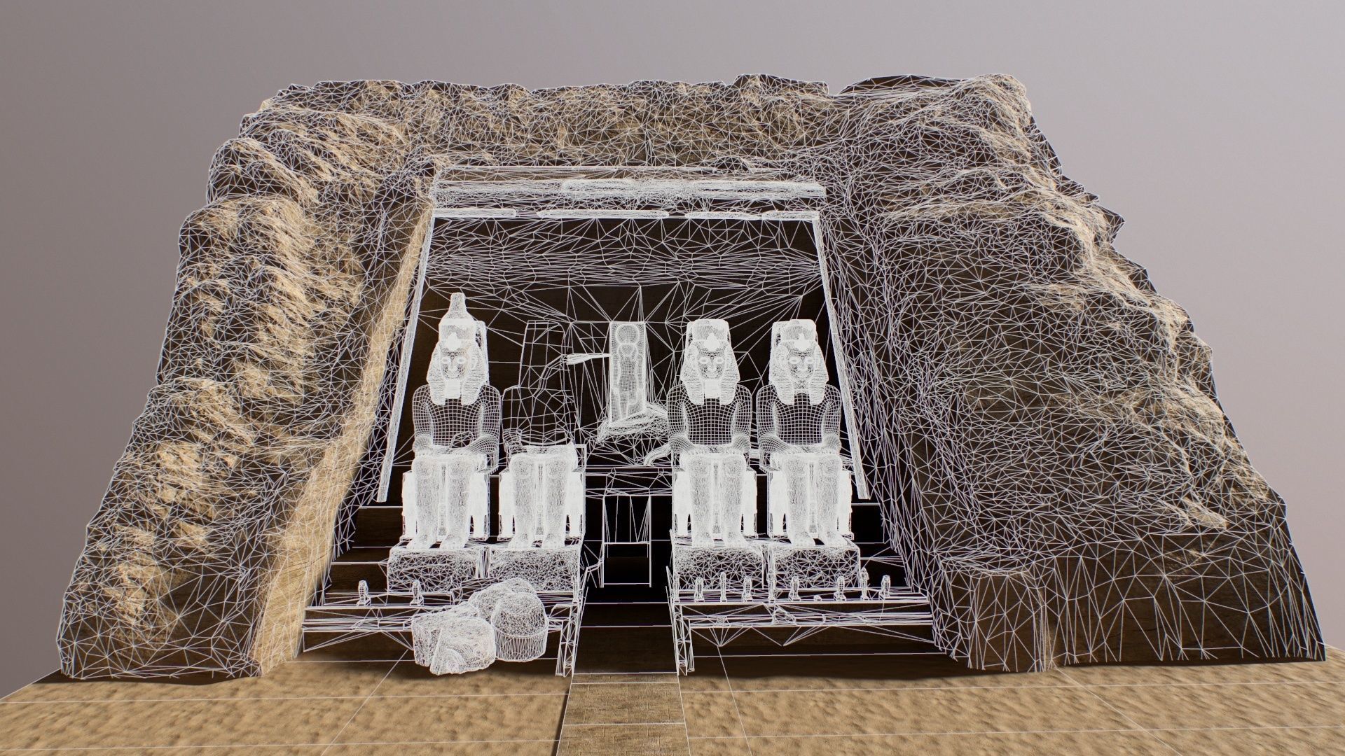 Abu Simbel Egypt Temple of King Ramses II King and Queen PBR Low-poly 3D model_16