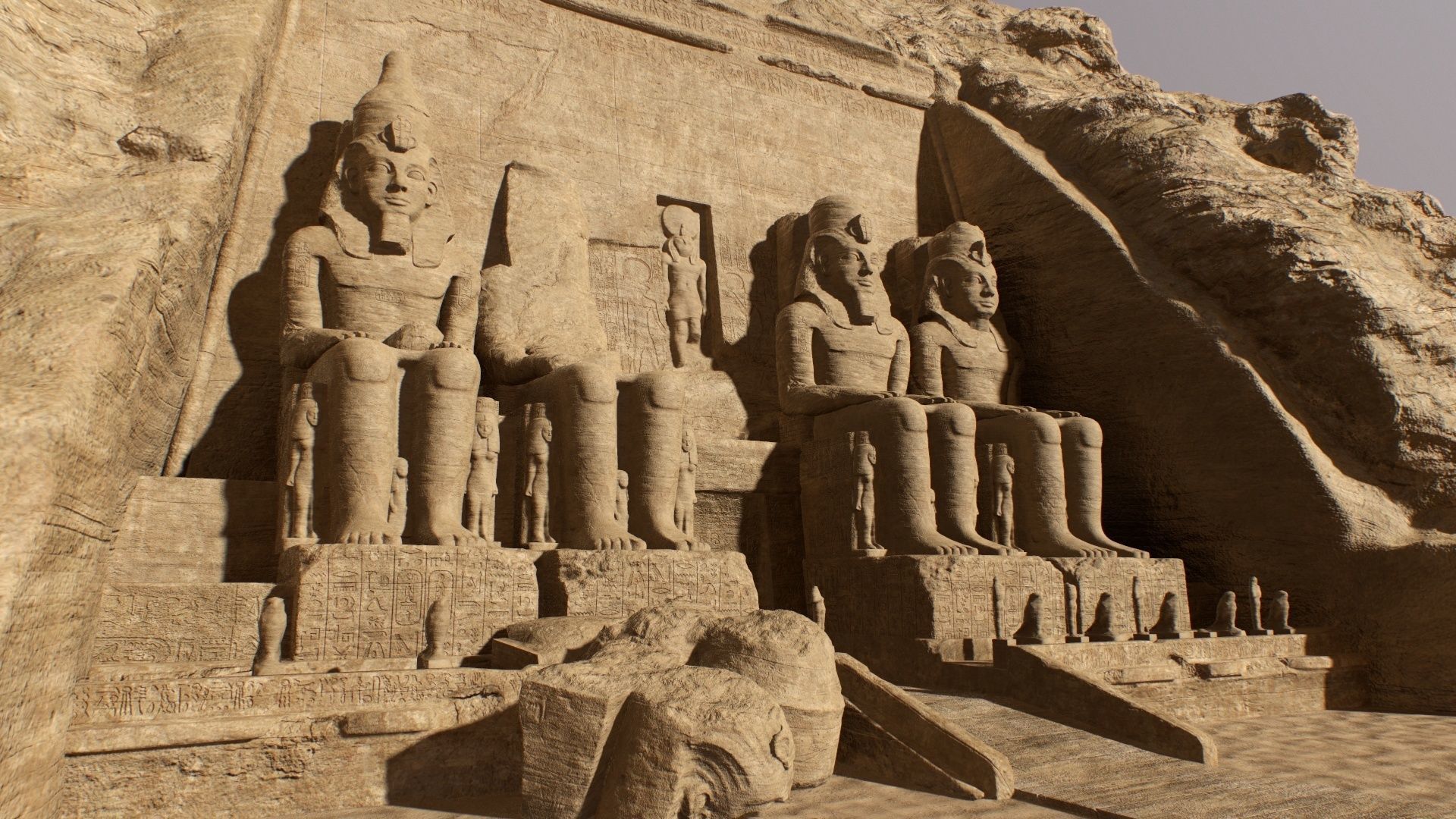 Abu Simbel Egypt Temple of King Ramses II King and Queen PBR Low-poly 3D model_5