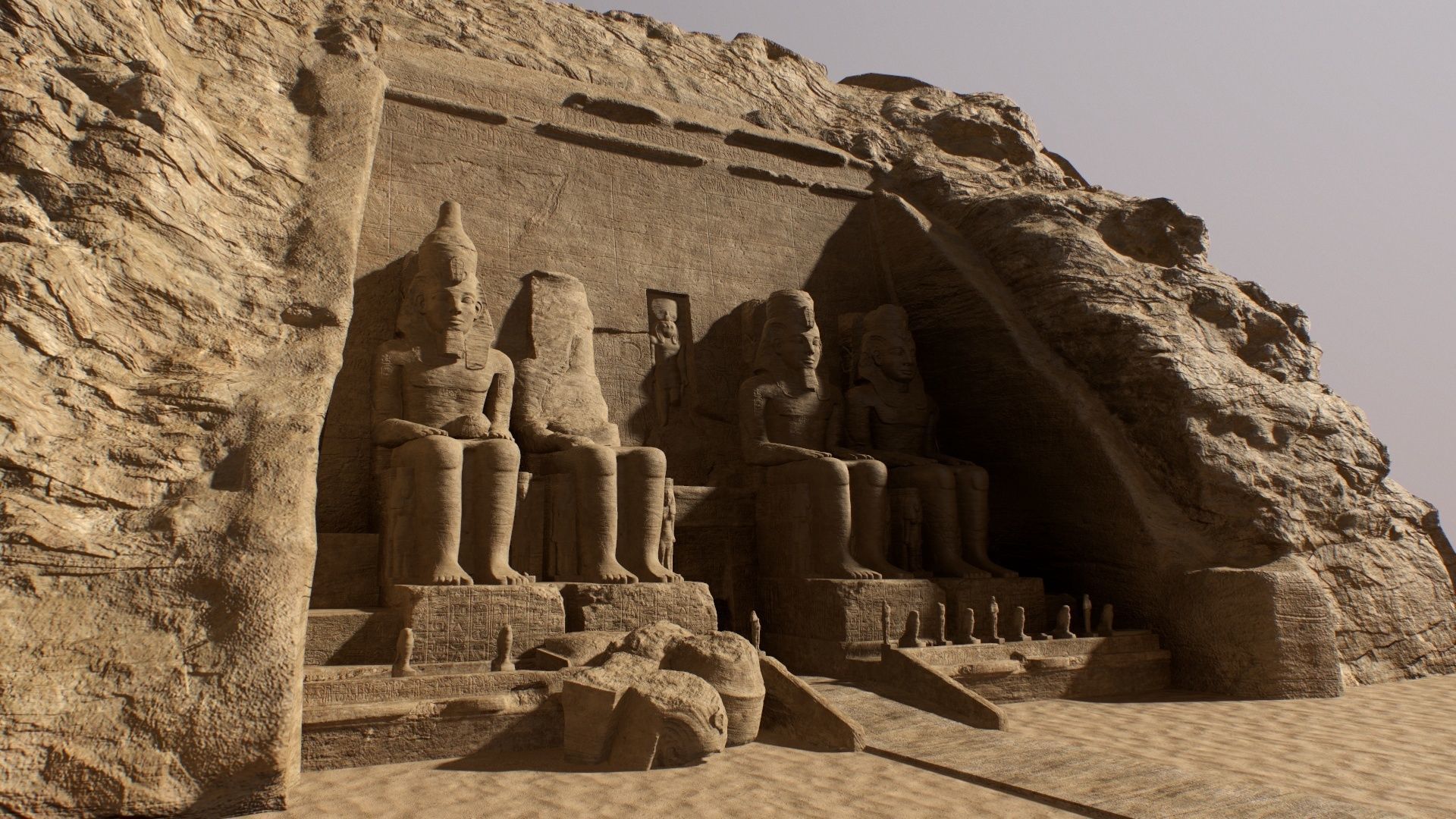 Abu Simbel Egypt Temple of King Ramses II King and Queen PBR Low-poly 3D model_15