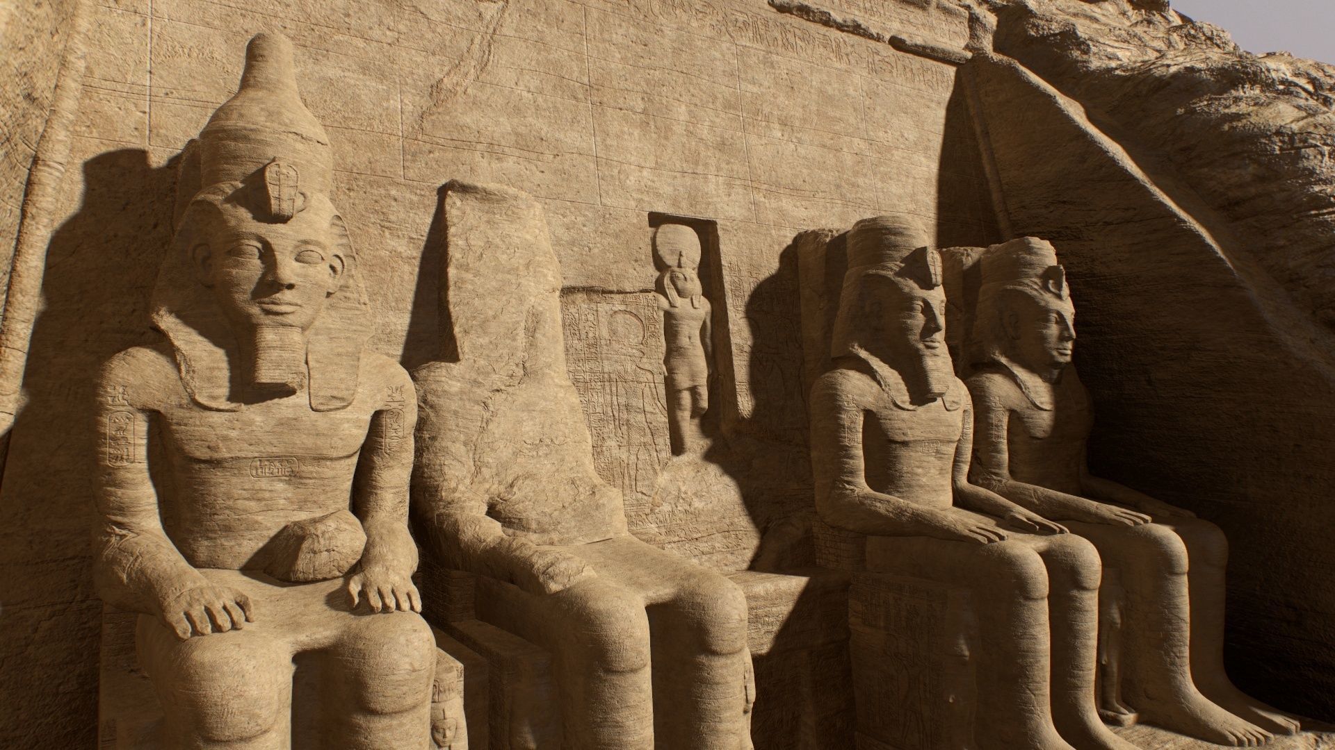 Abu Simbel Egypt Temple of King Ramses II King and Queen PBR Low-poly 3D model_1