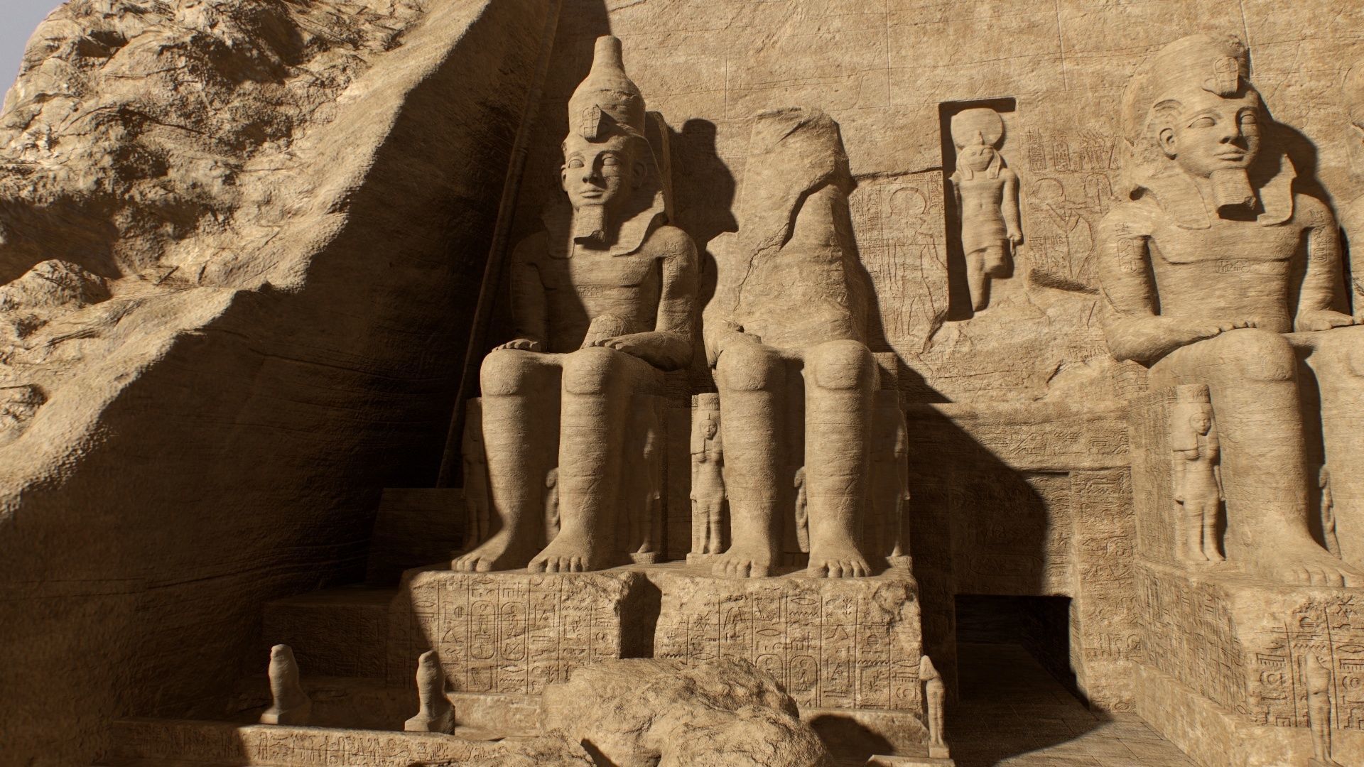 Abu Simbel Egypt Temple of King Ramses II King and Queen PBR Low-poly 3D model_11