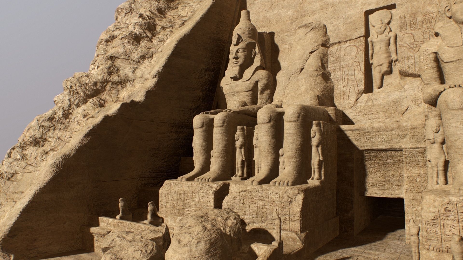 Abu Simbel Egypt Temple of King Ramses II King and Queen PBR Low-poly 3D model_13