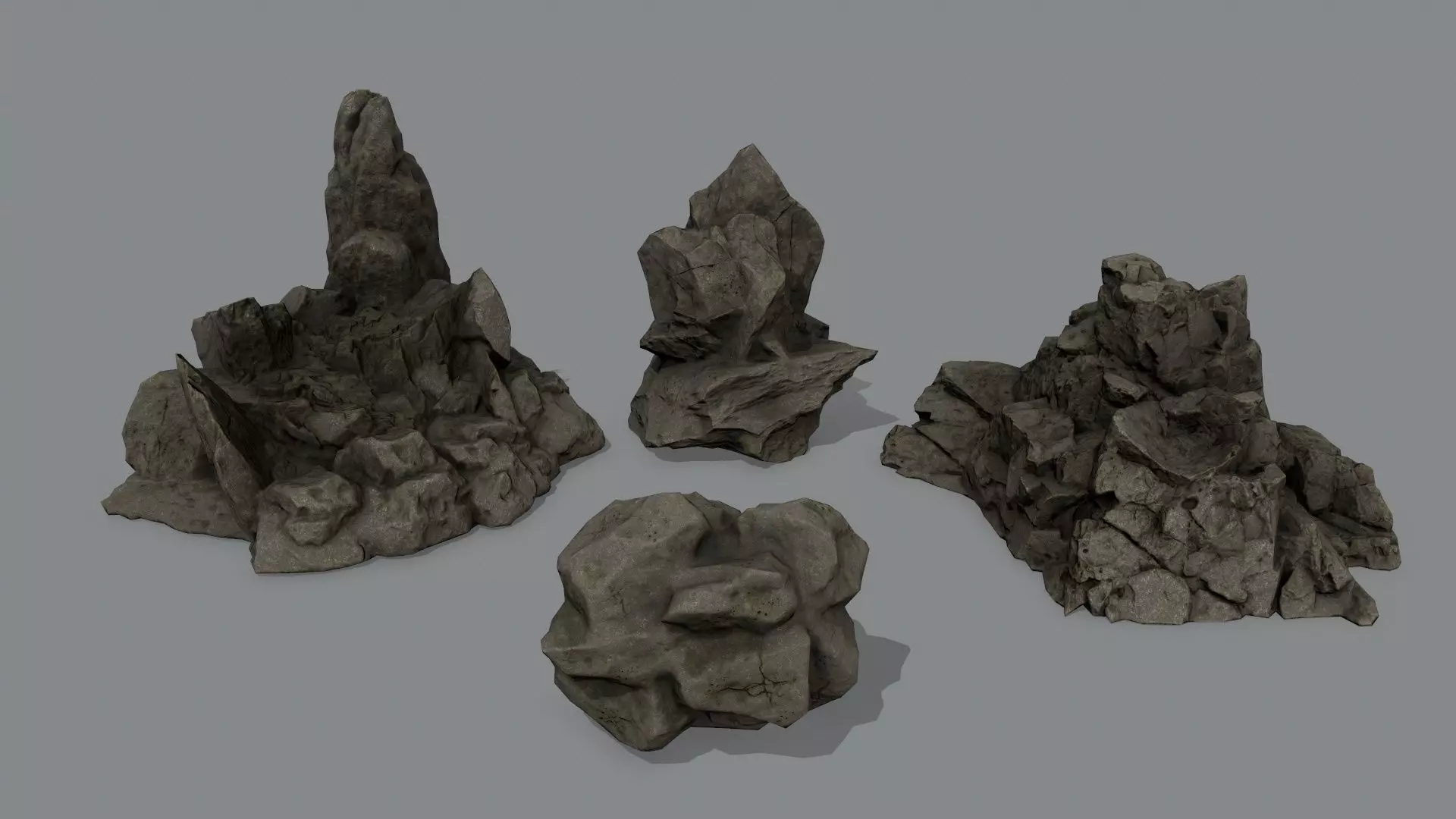 Rock Set Low-poly 3D model_0