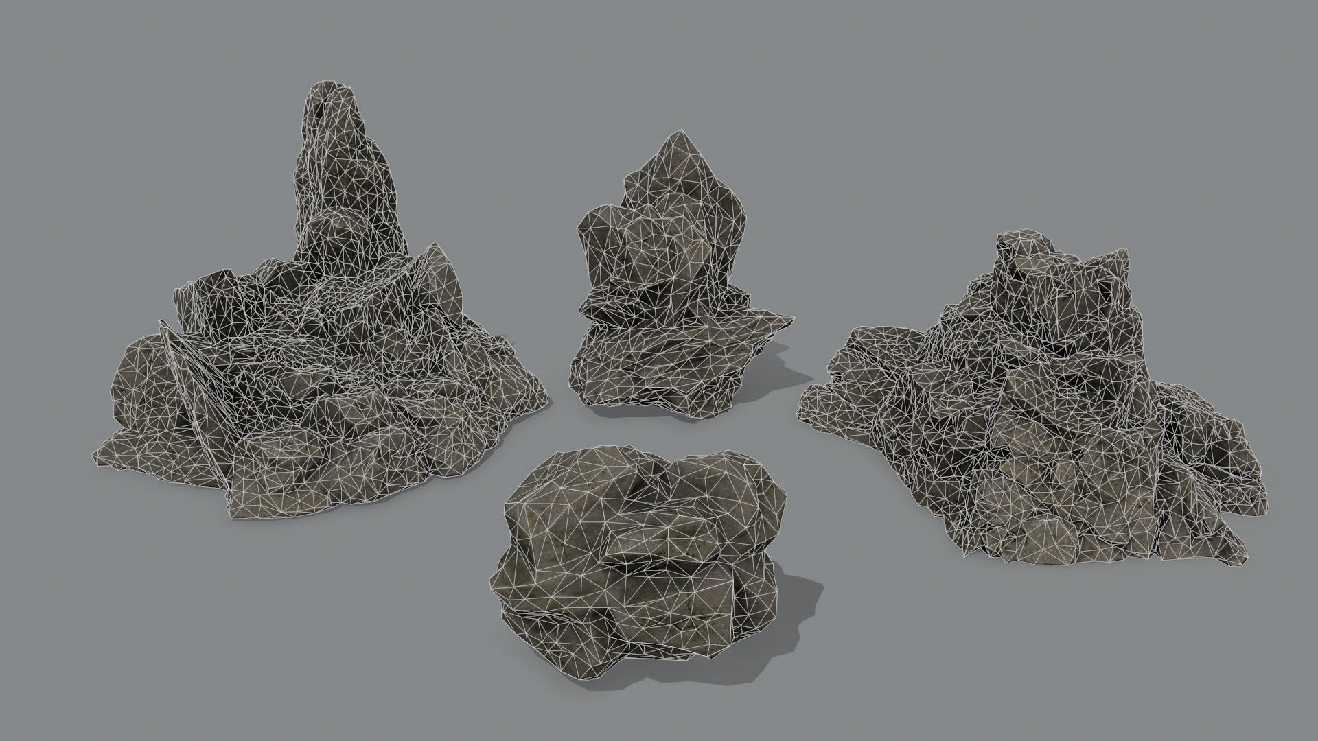 Rock Set Low-poly 3D model_1