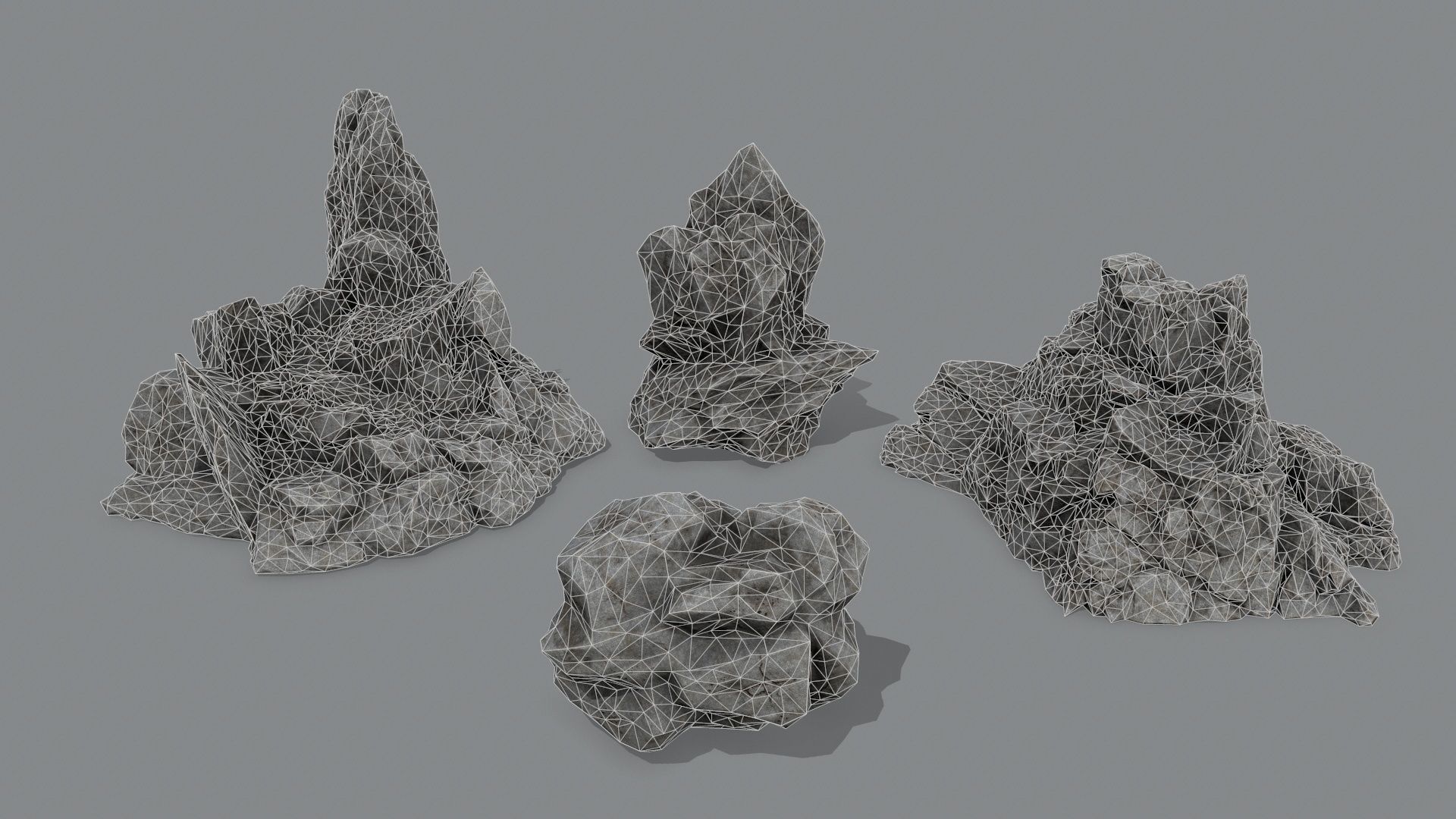 Rock Set Low-poly 3D model_1