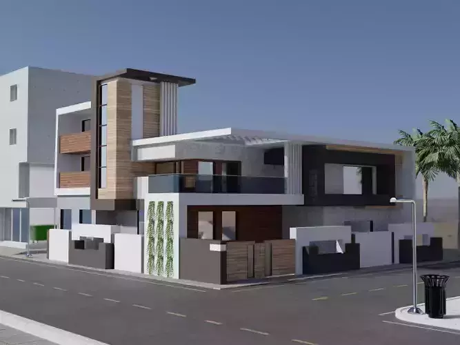 Modern houses Hight-poly 3D model realistic 3D model