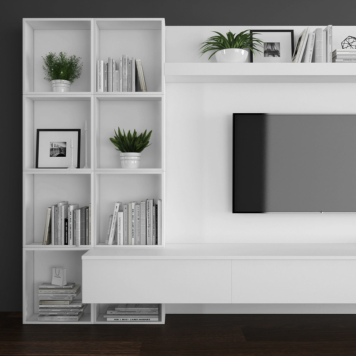 Tv stand Low-poly 3D model_2