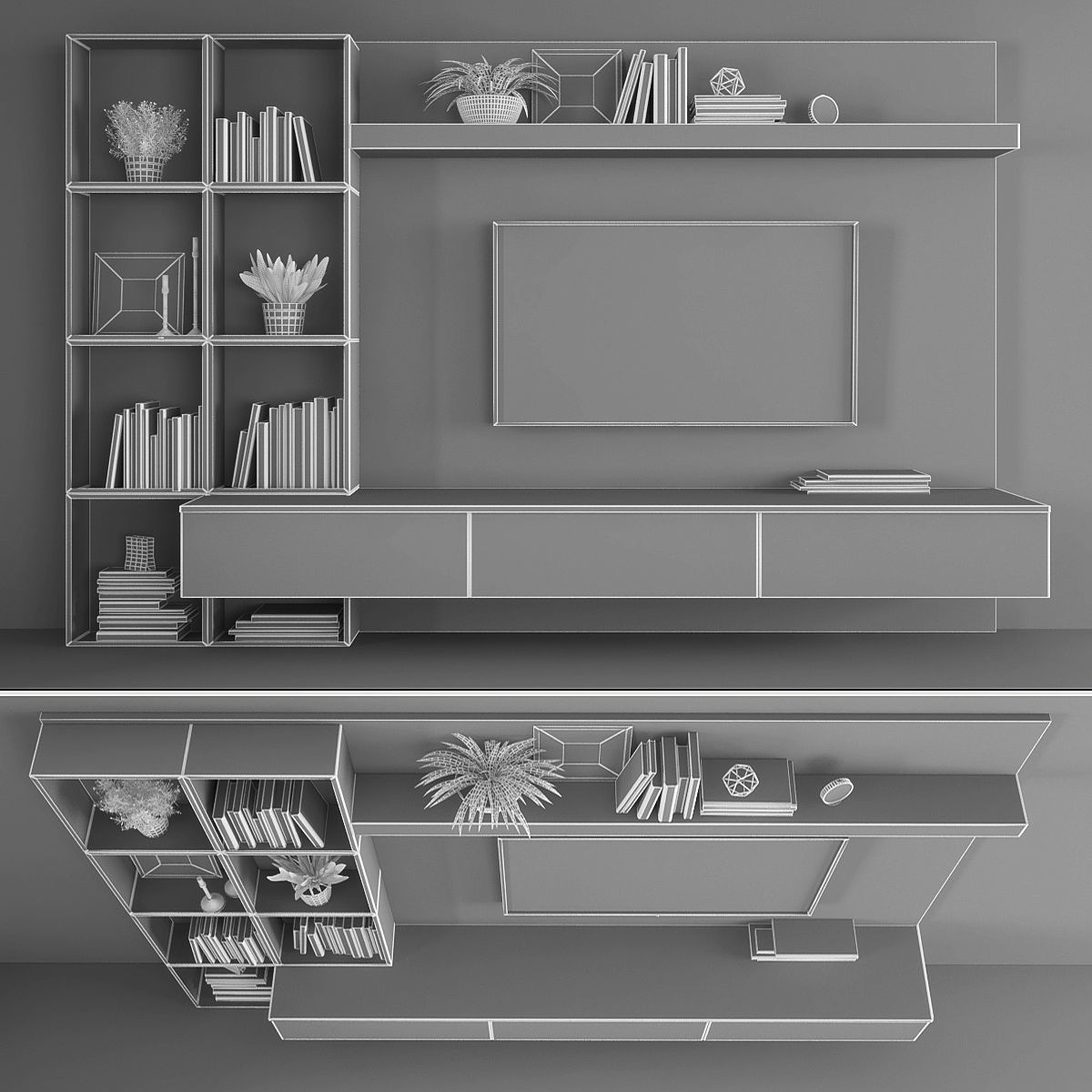 Tv stand Low-poly 3D model_1