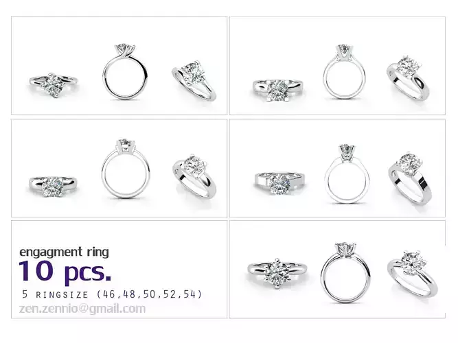 ENG SET 01 10 RINGS 5ringsize 3D print model