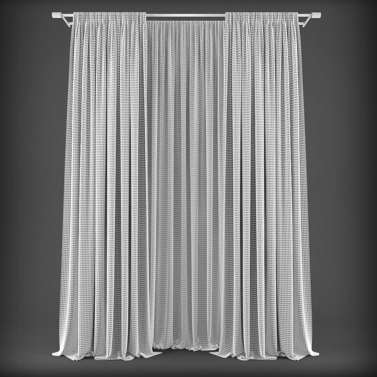 Curtain pair of curtains Low-poly 3D model_1