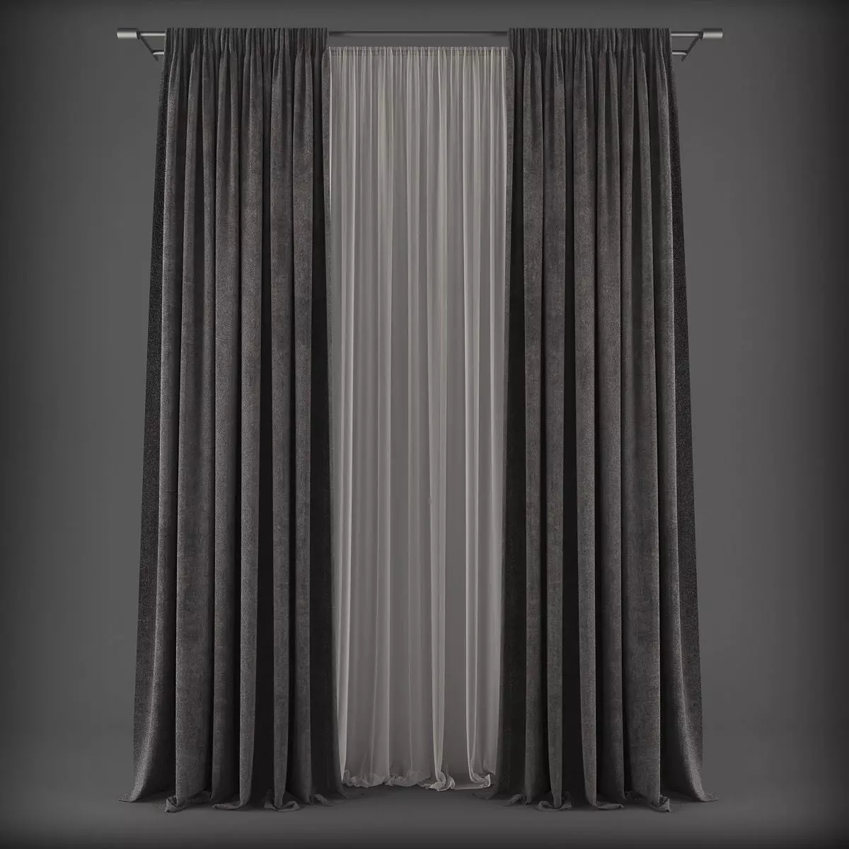 Curtain pair of curtains Low-poly 3D model_0