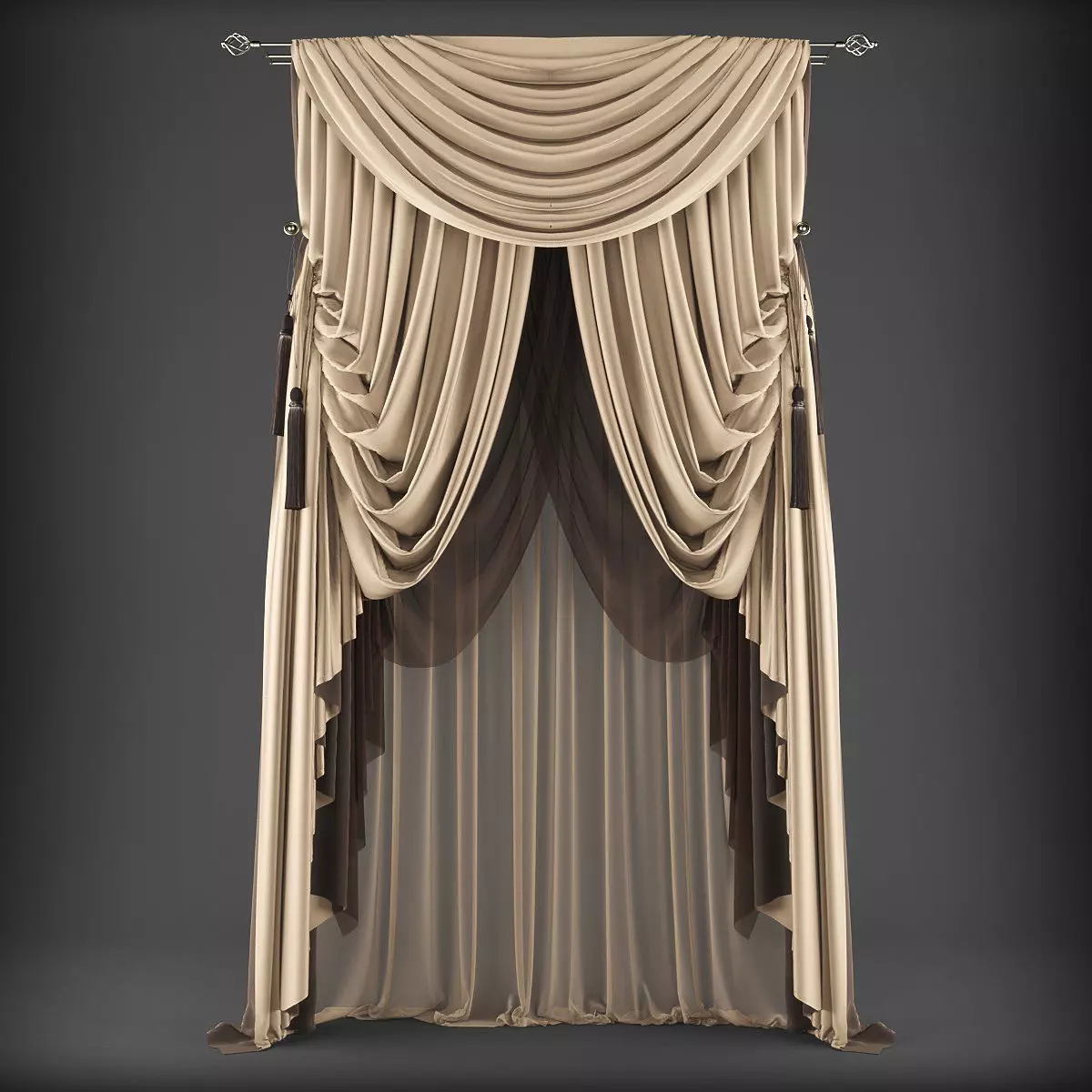 Curtain Low-poly 3D model_0