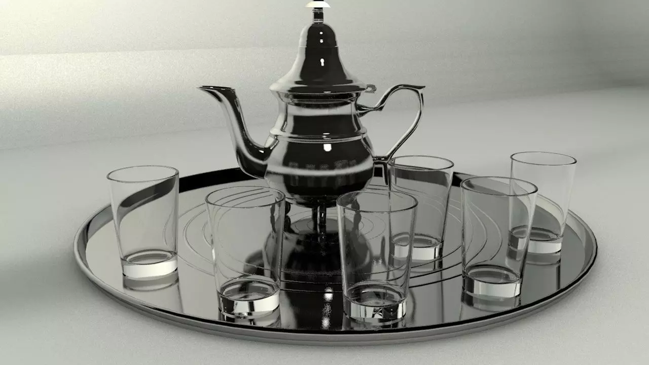 tea pot and glasses  3D model_0