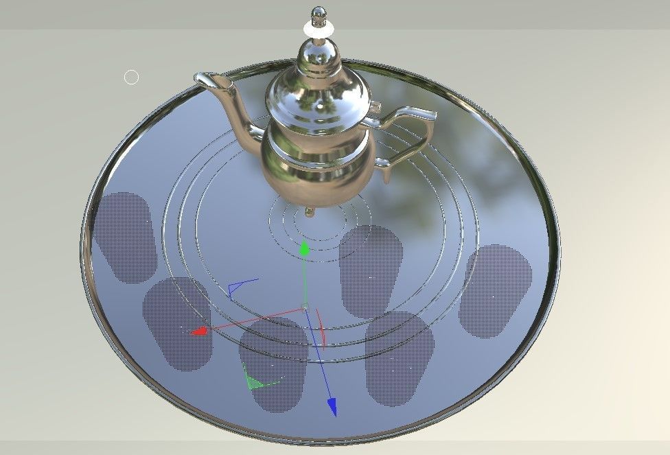 tea pot and glasses  3D model_1