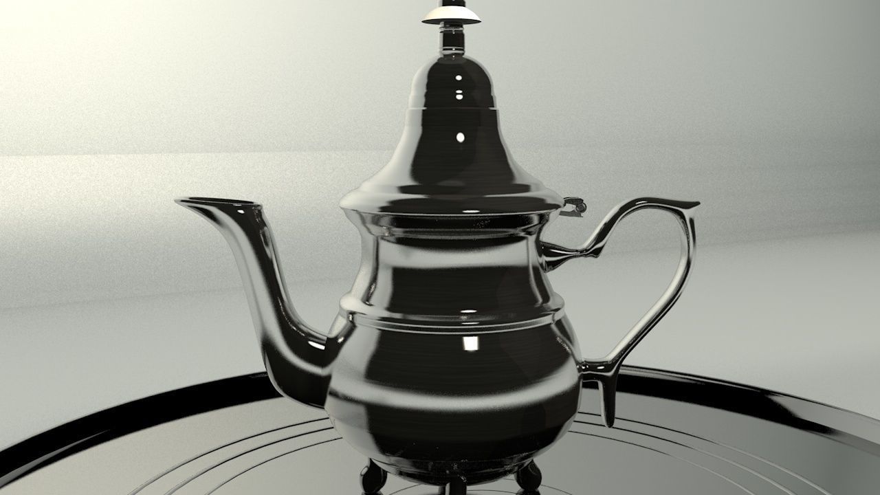 tea pot and glasses  3D model_3