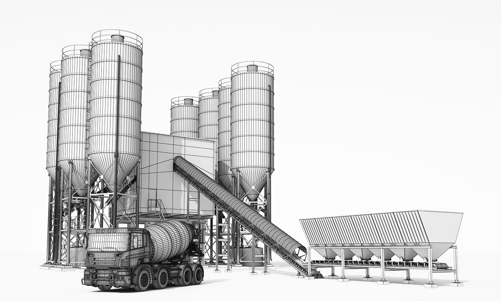 Concrete Batching Plant 3D model_2