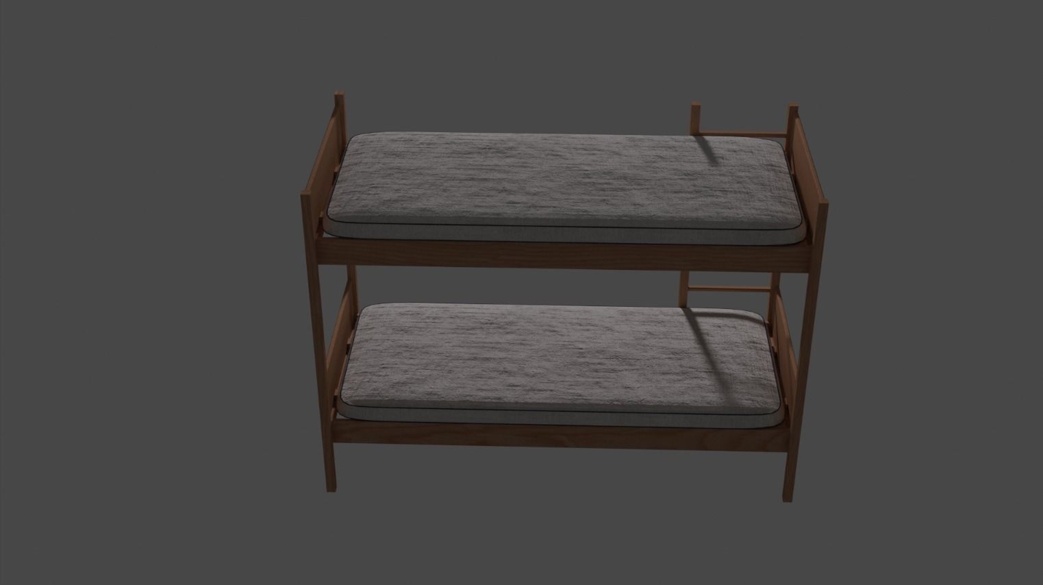 Wooden Bunk Bed Low-poly 3D model_4