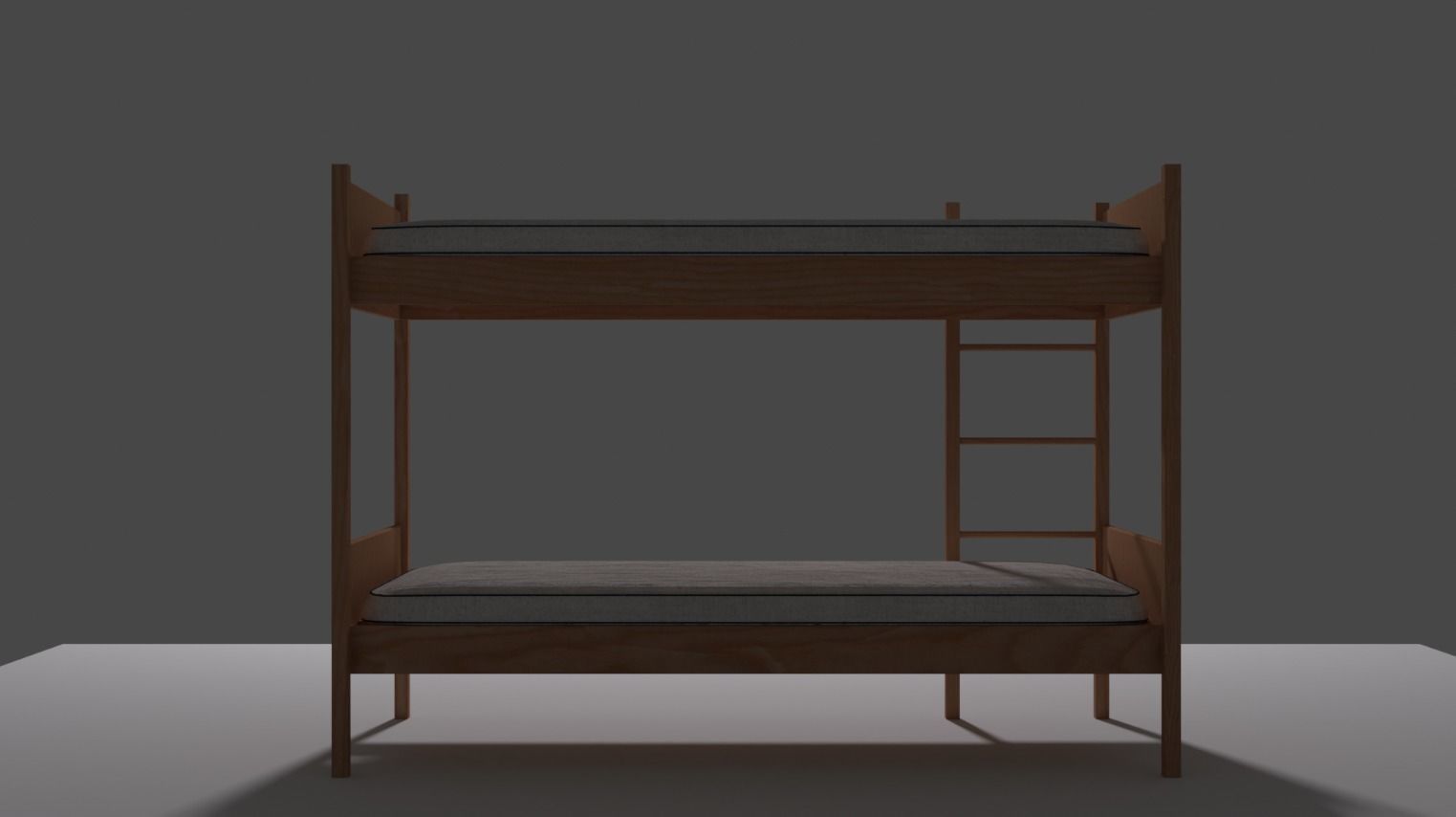Wooden Bunk Bed Low-poly 3D model_13