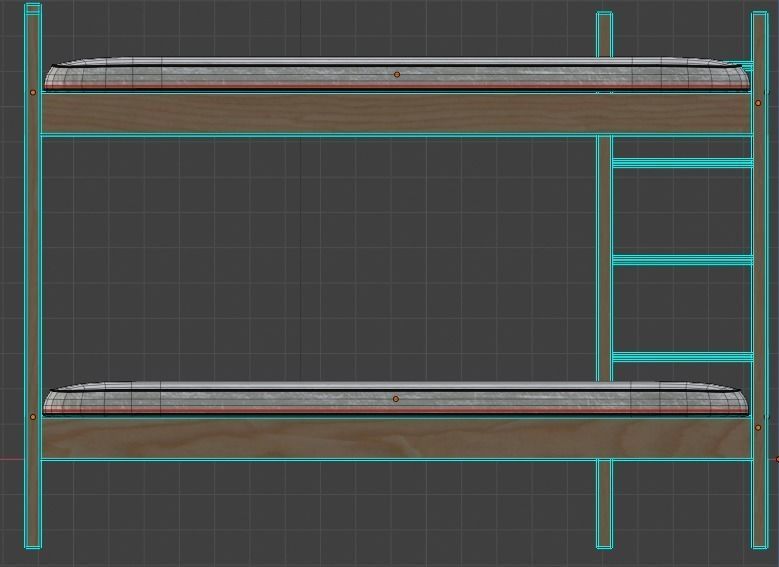 Wooden Bunk Bed Low-poly 3D model_26