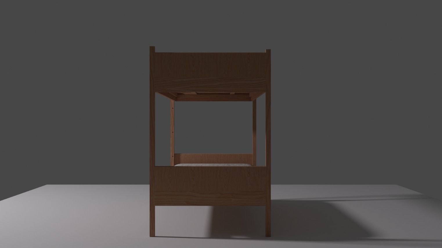 Wooden Bunk Bed Low-poly 3D model_12