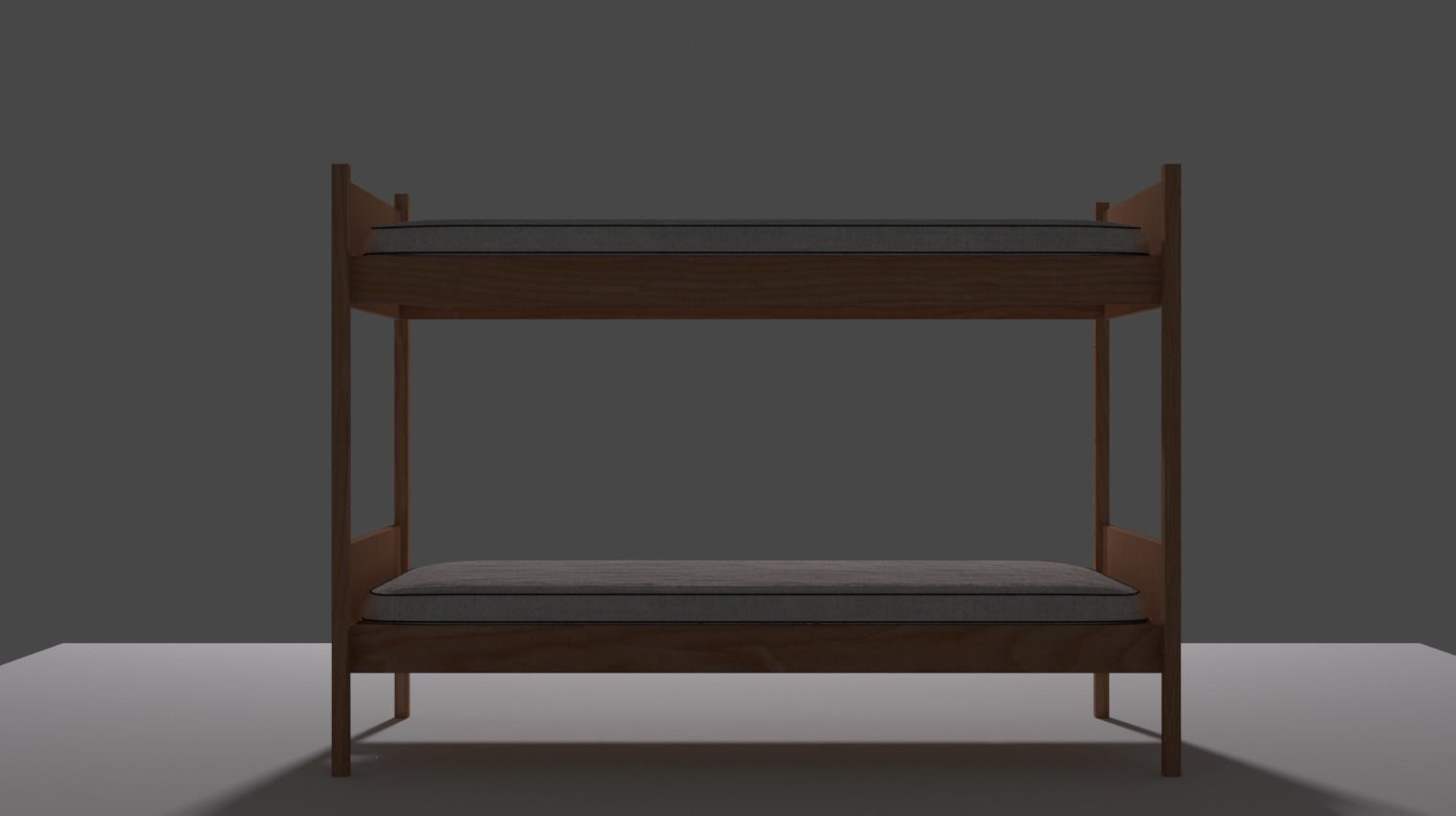 Wooden Bunk Bed Low-poly 3D model_14