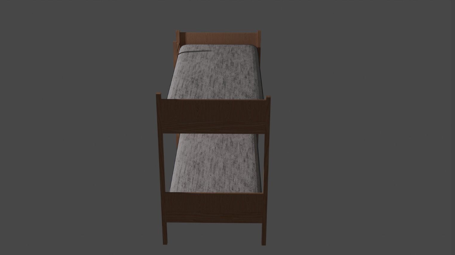 Wooden Bunk Bed Low-poly 3D model_2
