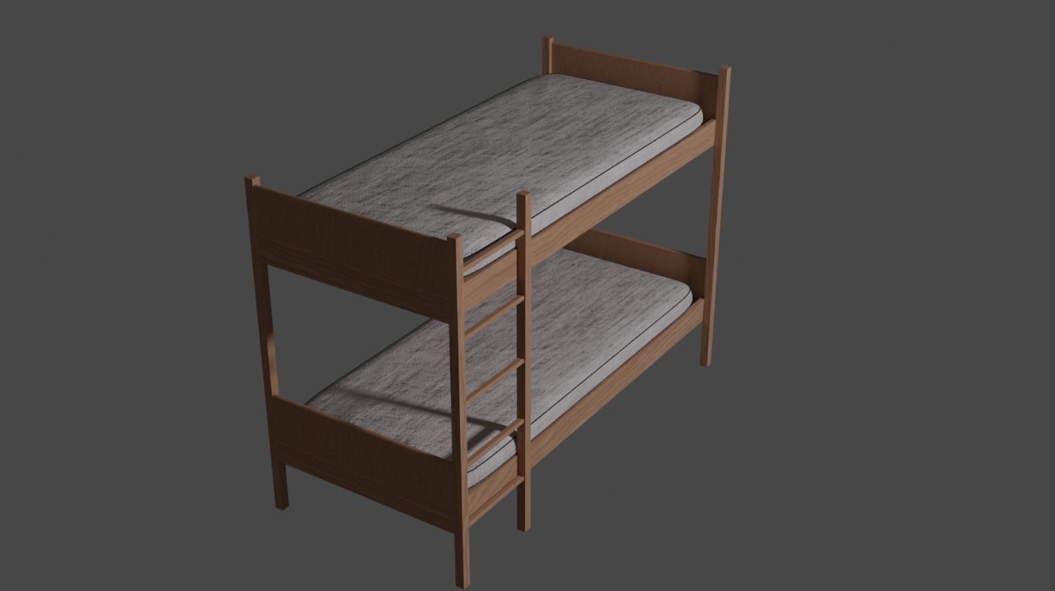 Wooden Bunk Bed Low-poly 3D model_7