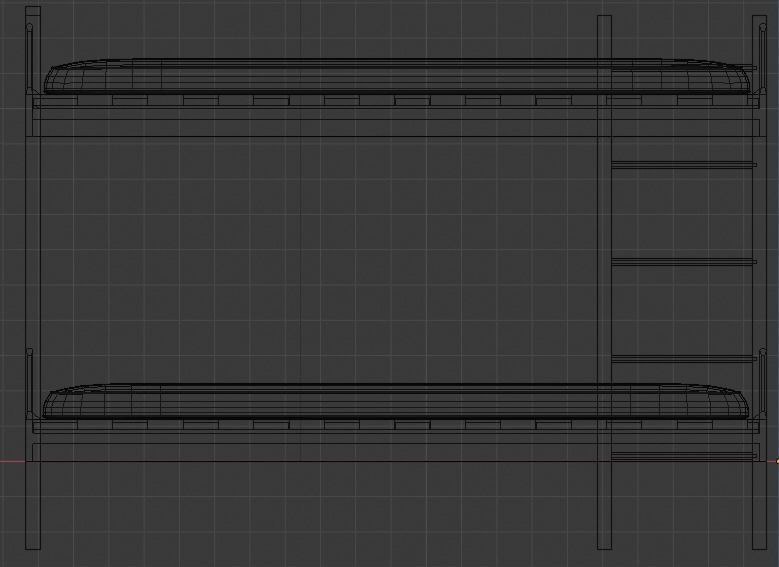 Wooden Bunk Bed Low-poly 3D model_19