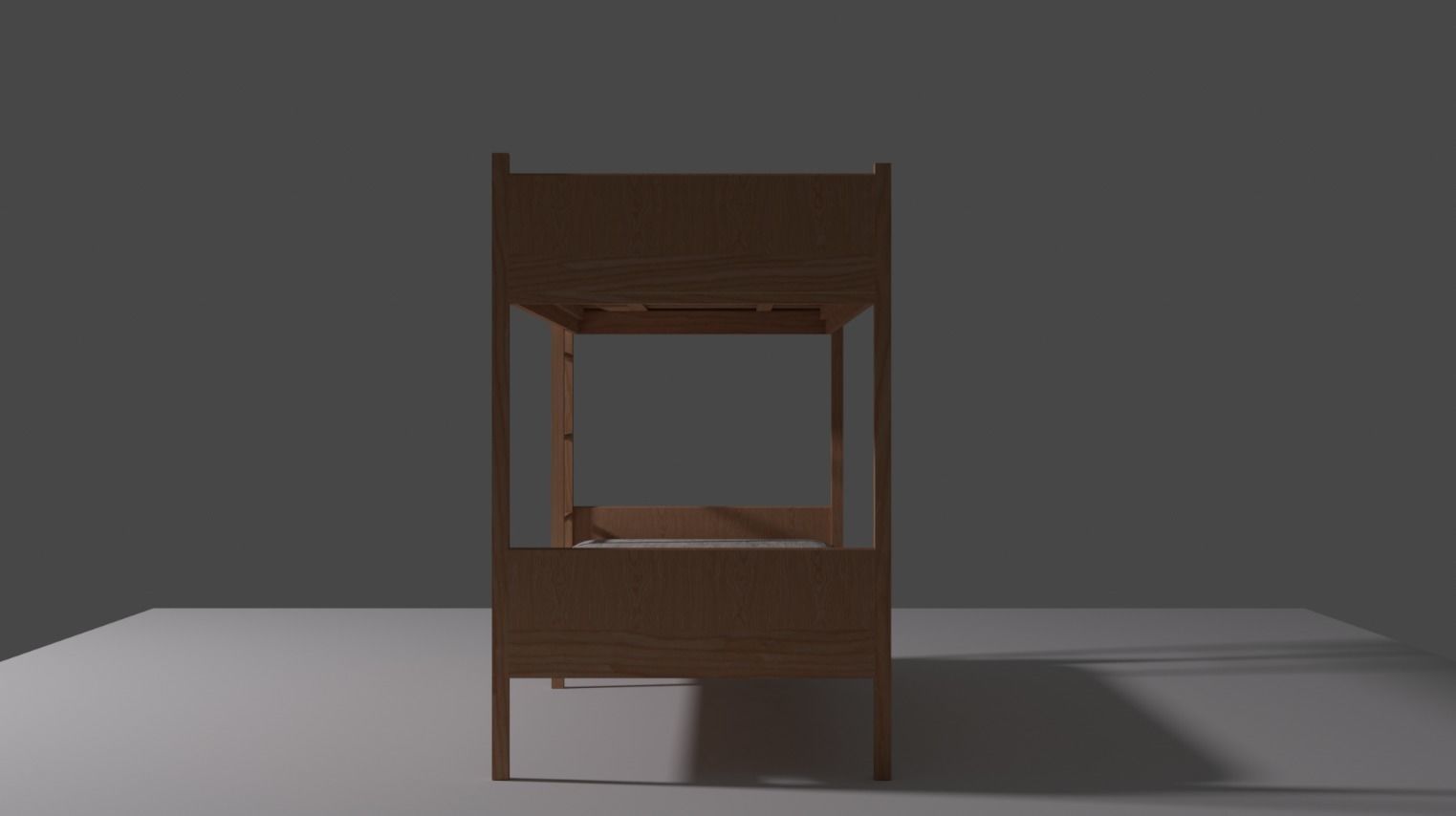 Wooden Bunk Bed Low-poly 3D model_11