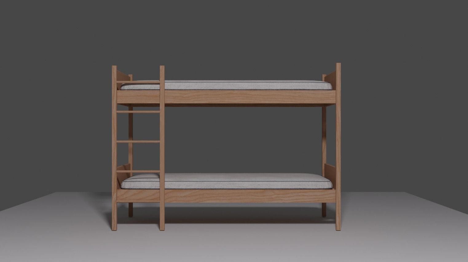 Wooden Bunk Bed Low-poly 3D model_9