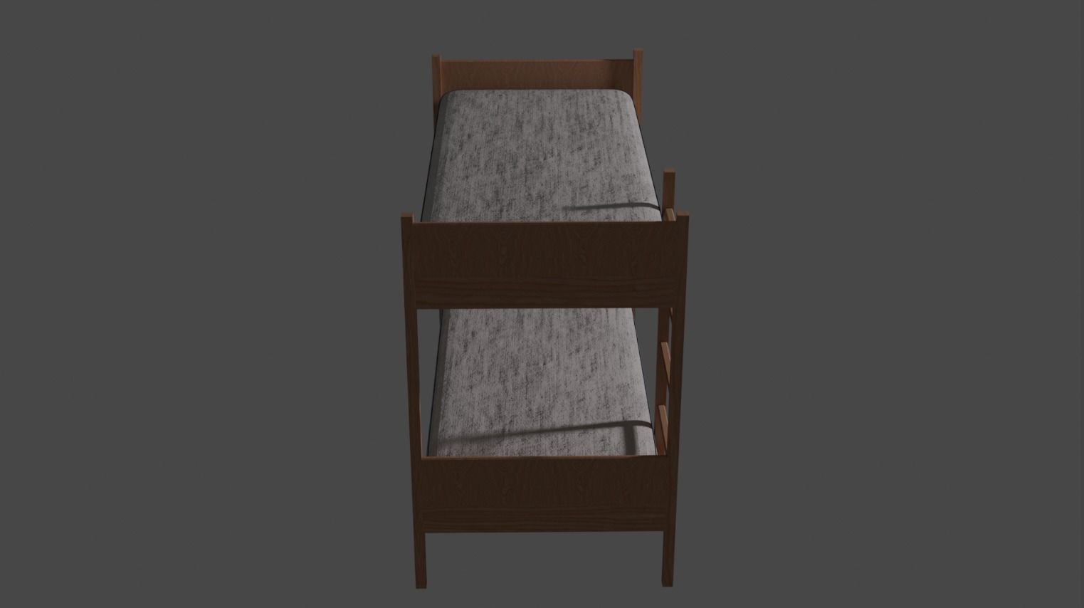 Wooden Bunk Bed Low-poly 3D model_6