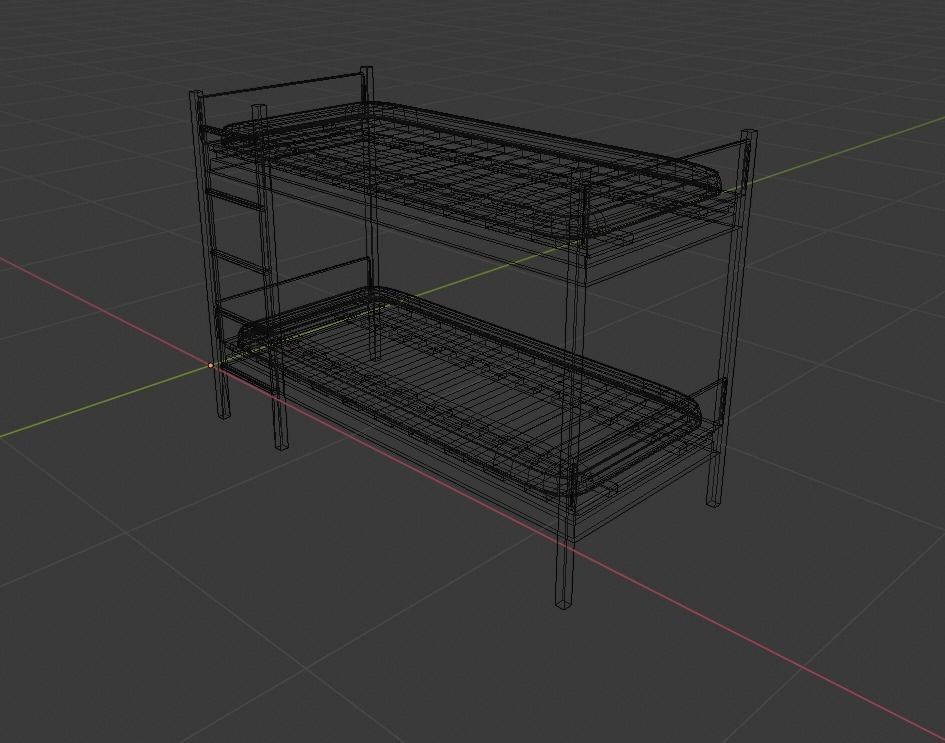 Wooden Bunk Bed Low-poly 3D model_22