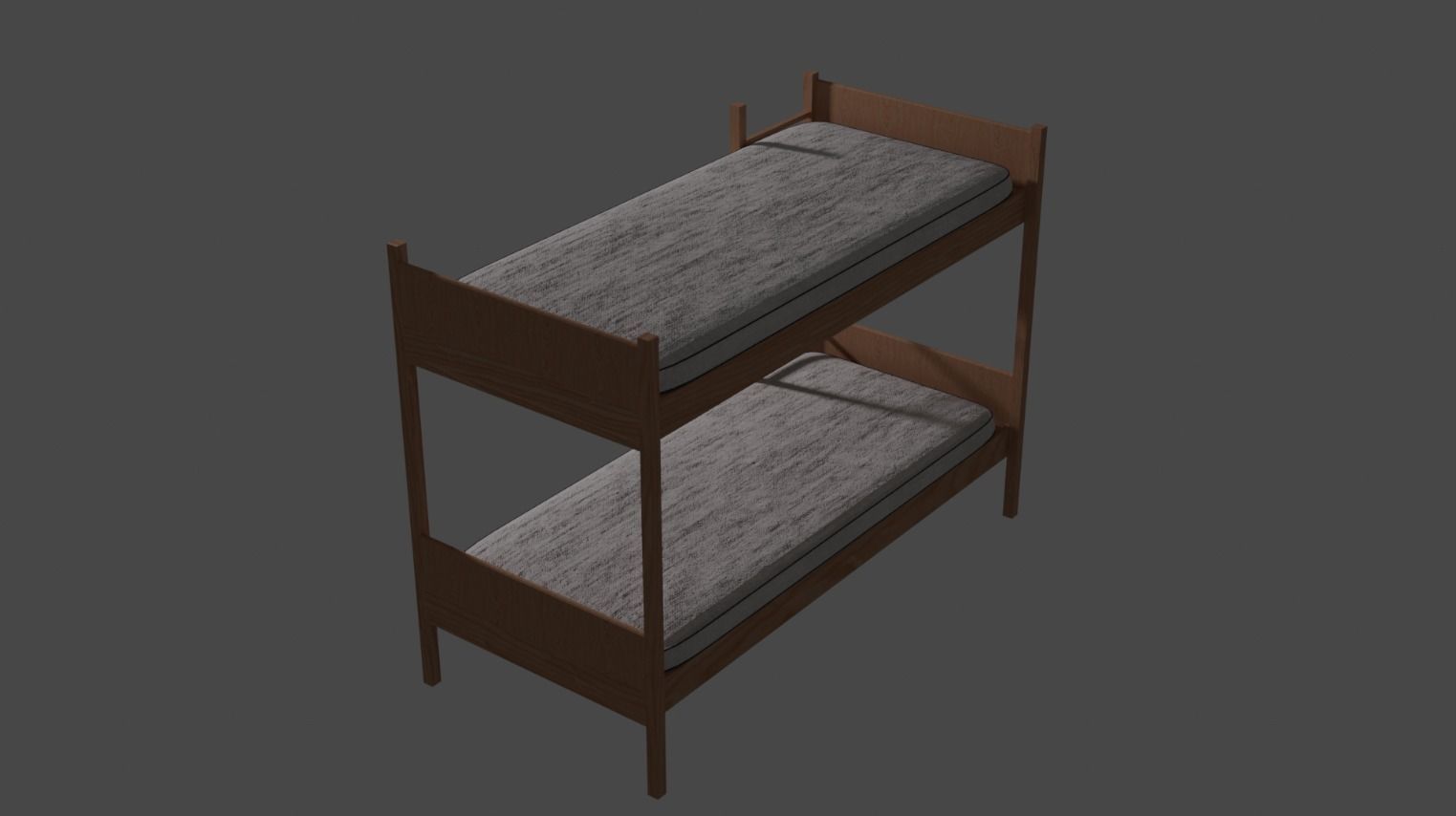 Wooden Bunk Bed Low-poly 3D model_3