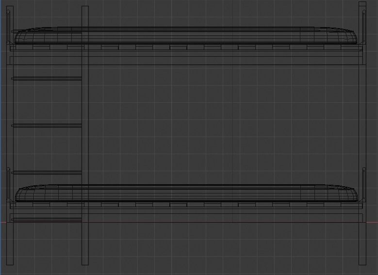 Wooden Bunk Bed Low-poly 3D model_17