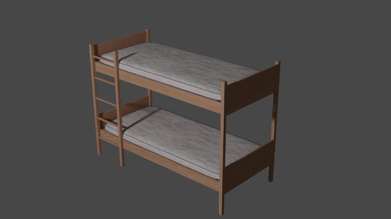 Wooden Bunk Bed Low-poly 3D model_1
